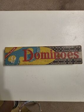 Halsam Dominoes Vintage Box Set # 623-k- Retro Yellow Blue Red Graphics
